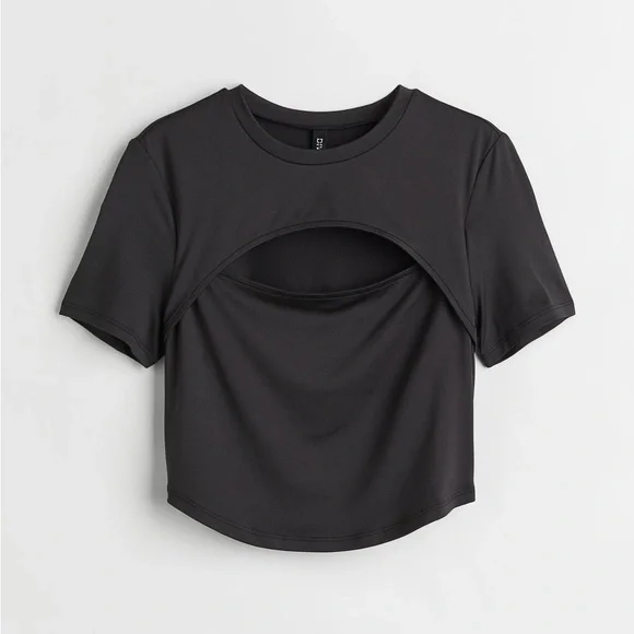 T-shirt H&M Avec Découpes - Taille S, Gris, Neuf Avec étiquettes (NWT), Pour Femme